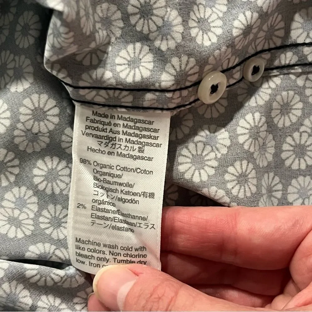 J. Crew Stretch Secret Wash Button Front Shirt in Floral Print Organic Cotton L
